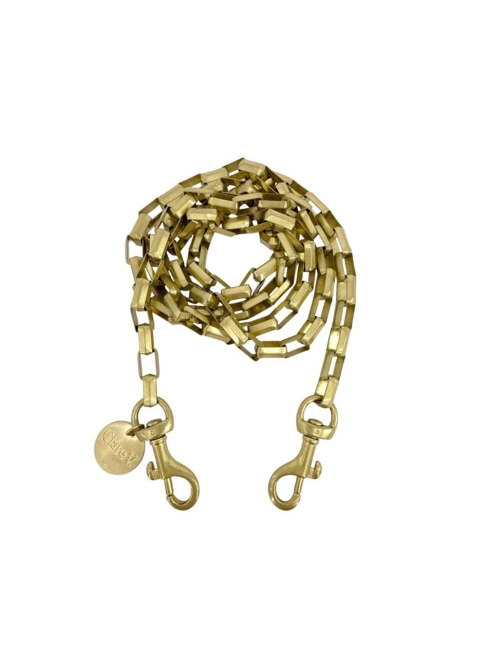 Clare V Gold Box Chain Link Strap with Logo Tag
